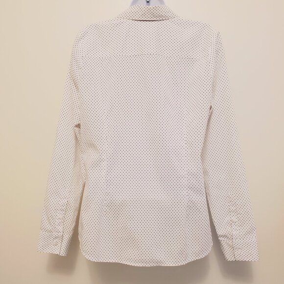 Apt. 9 Essentials White Black Polka Dot Wrinkle-Resistant Button Down Top - 8 - Picture 10 of 14